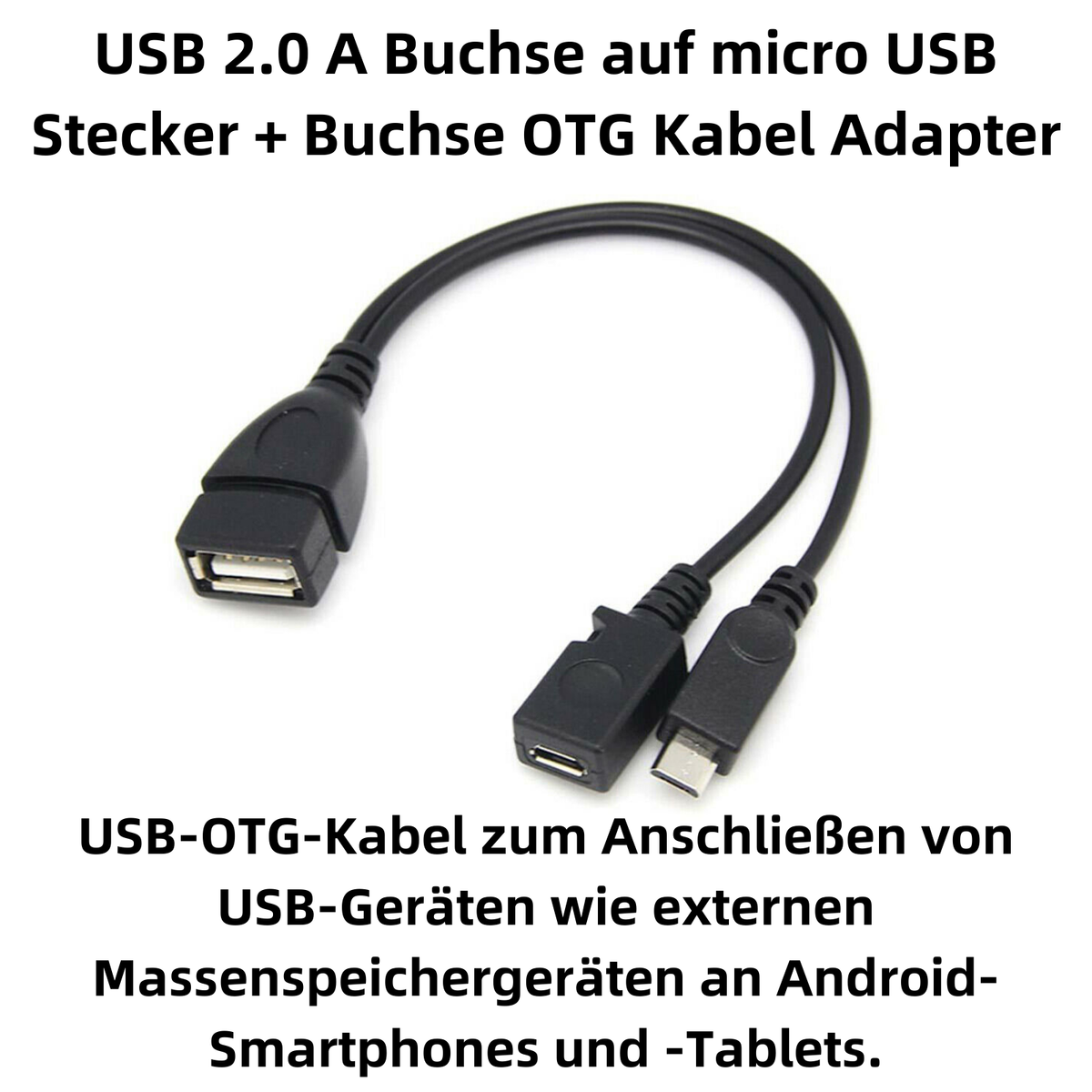 Mini-USB OTG Adapter (5-Pin) - Verbindet USB-Stick Mit Autoradio Oder Tablet, 2 Cm Lang, Schwarz