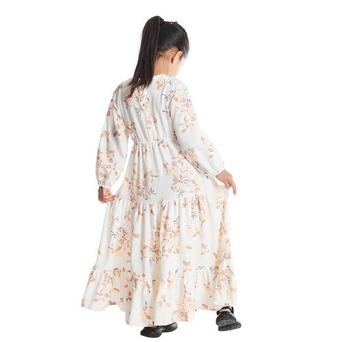 Muslim Kids Girls Abaya Long Dress Printed Robe Kaftan Islamic Formal Party Gown - Picture 44 of 55