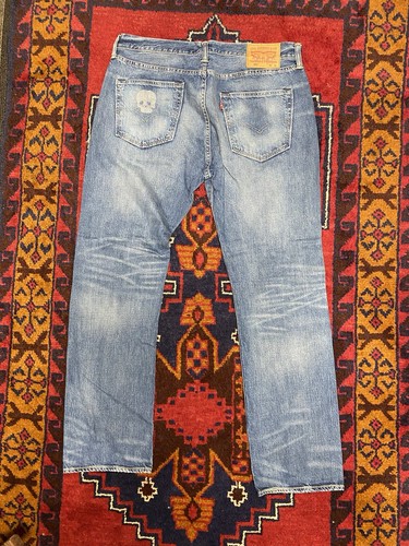 Vintage Levi’s Skull Stonewashed Denim Custom Handmade Jeans 36 - 32 Johnny Depp - Picture 2 of 8