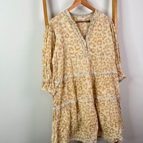 Lola Australia Dress Womens Large Multicoloured Animal Print Long Sleeve Cotton - Picture 2 of 12