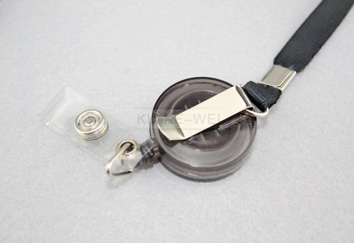 Black Retractable Lanyard Reel Nylon Cord for ID Card Key Badge Holder New - Picture 3 of 5