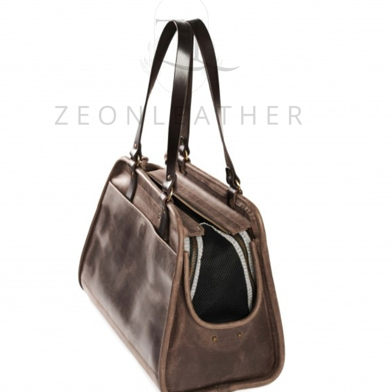 Transportador de mascotas de lujo de cuero de vaca, perro cachorro de viaje, bolso transportador para gatos.