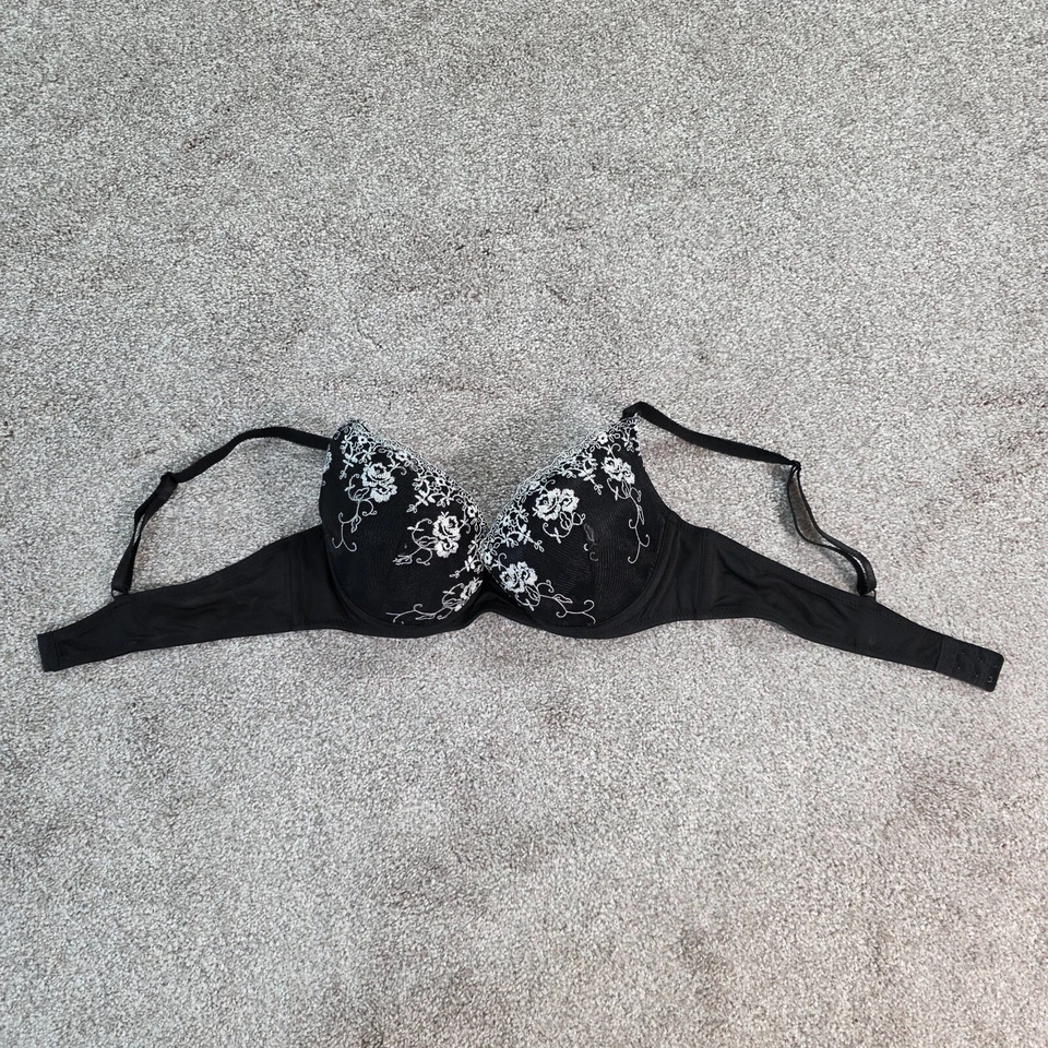 Sujetador push up para mujer Felina F5400 38C negro bordado floral ajustable Foto 2 de 4