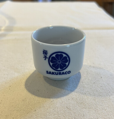 Blue Sakura Co Sake Tea Cup Japan Mini Cup NEW FREE SHIP Cherry Blossom Stripe