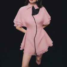 New Summer Womens Splicing Short Skirt Short Sleeve Lightweight Waist Long Dress