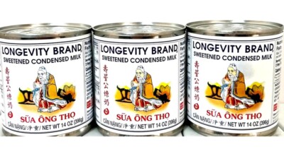 Longevity Brand Sweetened Condensed Milk( Sua Ong Tho ) 14 oz (Pack of 3)