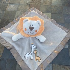 Small Wonders Safari Lion Giraffe Security Blanket Baby Lovey Satin Trim Tan 13