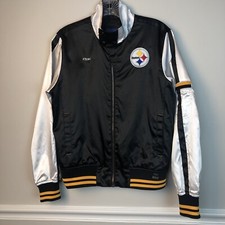 Vintage Reebok Woman’s Nfl Varsity Satin Pittsburgh Steelers Jacket Medium