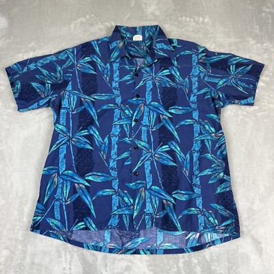 Barefoot In Paradise Hawaiian Aloha Vintage Shirt Mens 2XL Short Sleeve Floral