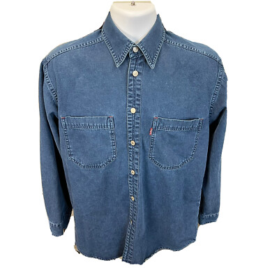 Vintage Levis Jacket Blue Denim Medium Wash Red Tab Button Up Trucker Mens Small