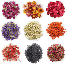 9 Bags Dried Flowers,100 Natural Dried Flowers Herbs Kit for Soap Making, DIY C