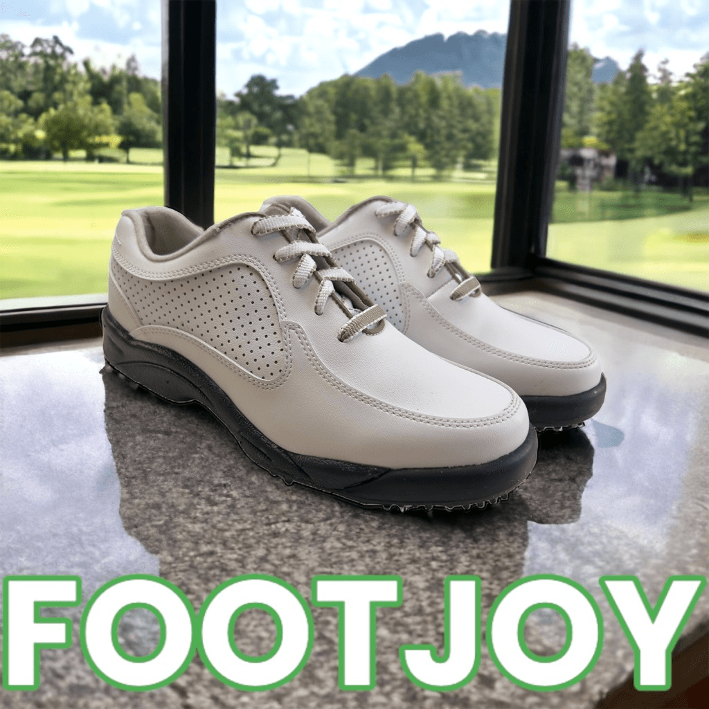 FootJoy Women's Greenjoys Leather Soft Spike Golf Shoes Cream White