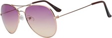 AVIATOR SUNGLASSES COLORED PURPLE-YELLOW LENS METAL GOLD FRAME SHADES 99 UVB