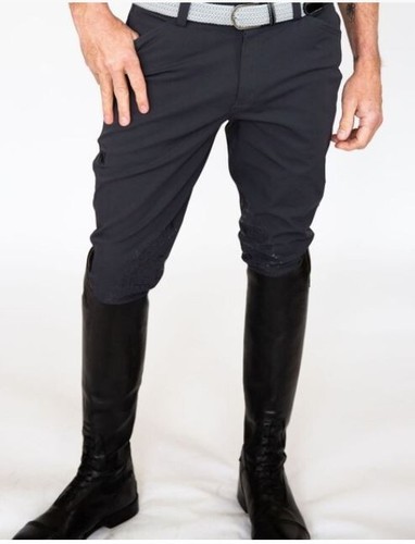 ROMFH Mens Argento SILICONE Knee Grip BREECHES DARK NAVY 30 R REGULAR - Picture 2 of 3