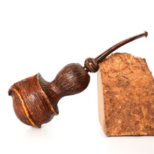 Handmade Briar Tobacco Pipe Rusticated Freehand Pipe Straight Vulcanite Stem