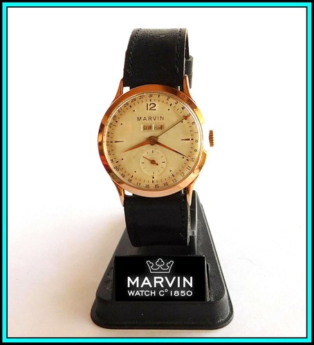 Vintage MARVIN AUTODATE / Triple Date - 18kt Rose Gold Watch – Cal 350C - 1950’s - 第 5/12 張圖片