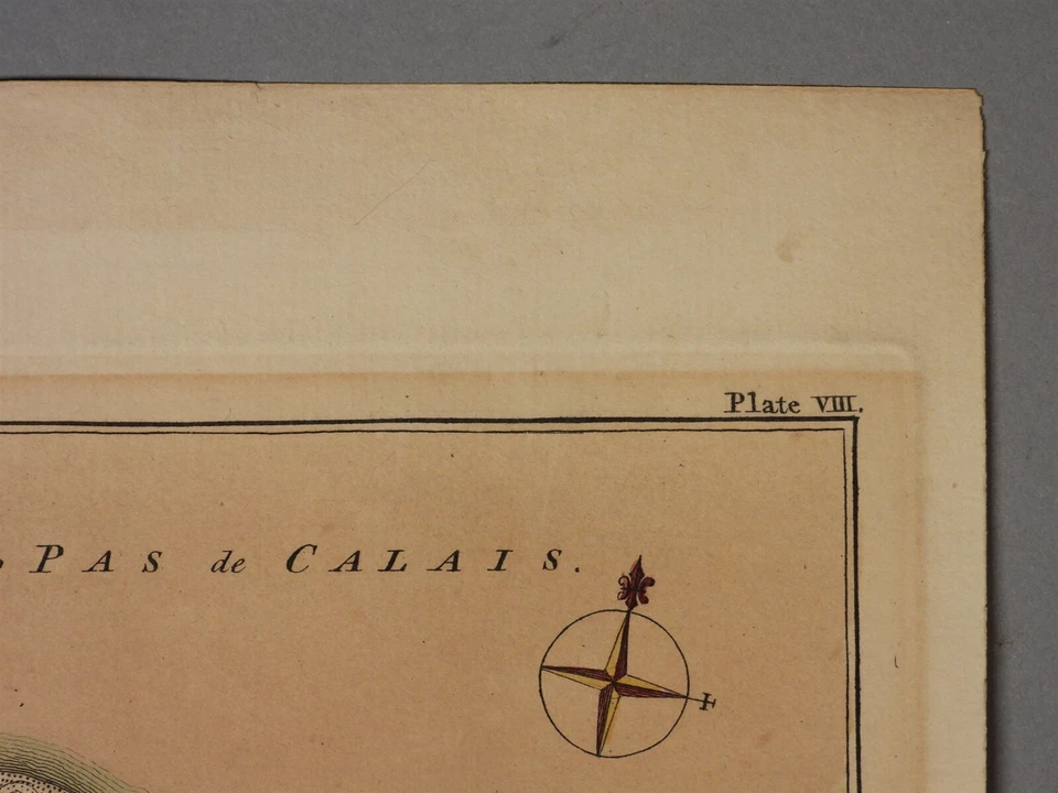 Mapa de fortificaciones y puerto de Calais 1761 Thomas Jefferys con Fort Nieulet Foto 4 de 4