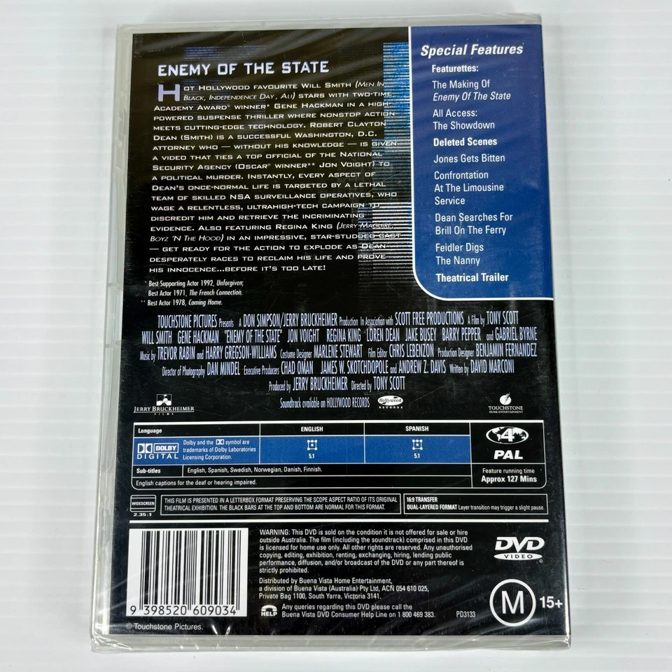 Enemy Of The State DVD Region 4 PAL Brand New Sealed Tracked Postage - image 2 of 3