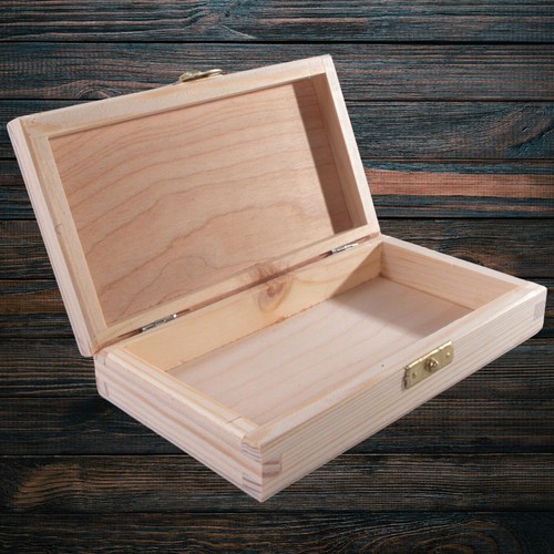 Caja de madera pequeña delgada | 17,5x10x3,5 cm| Estuche de regalo poco profundo soporte de memoria de recuerdo - Imagen 2 de 12