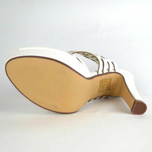 Scarpe Donna Sandalo bianco tacco 12 elegante spuntate traforate forate - Foto 6 di 6