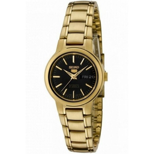 Seiko 5 SYMK22 K1 Gold with Black Dial Women's Automatic Analog Dress Watch  | eBay