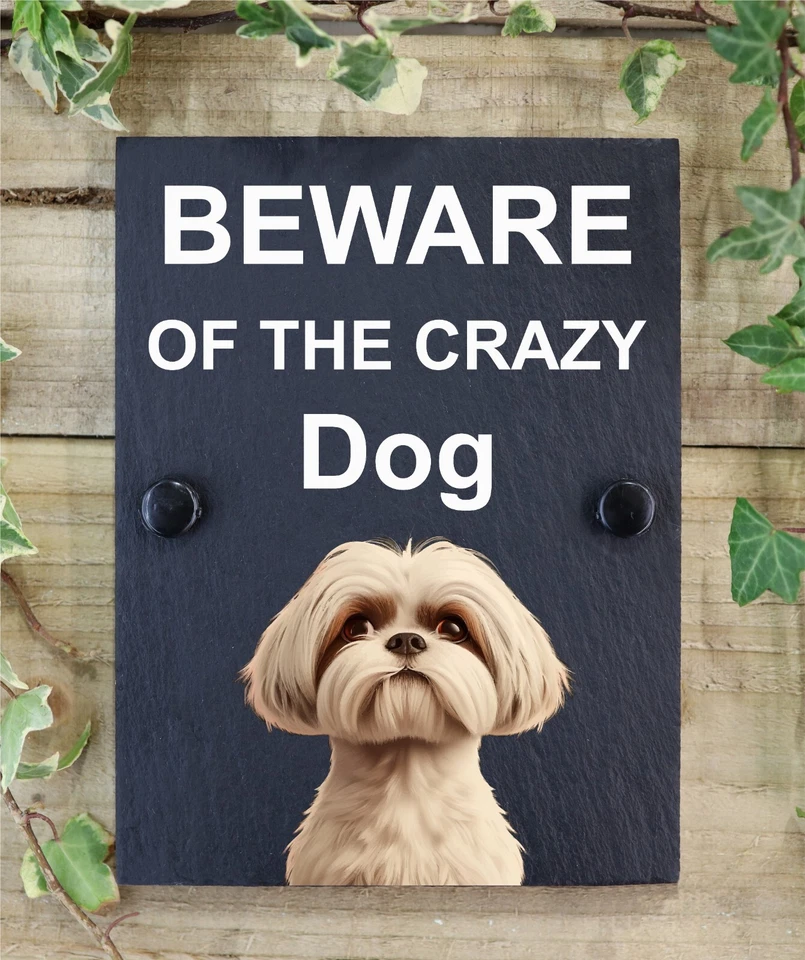 Shih Tzu Personalised Funny  Beware Of The Dog Slate Sign Plaque Pixar Style - Image 4 of 4