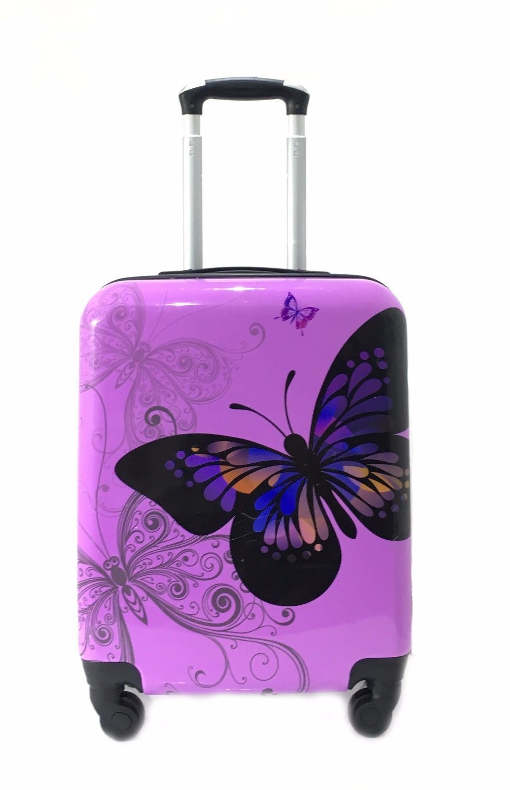 Purple Butterfly Hard Shell 4 Wheel Spinner Suitcase Luggage Trolley