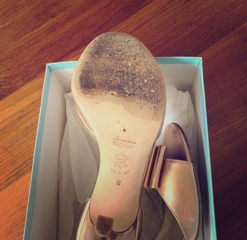 Butter Womens Open Toe D'Orsay Bow Rose Gold Metallic Leather Heels Shoes Size 8 - Picture 2 of 4