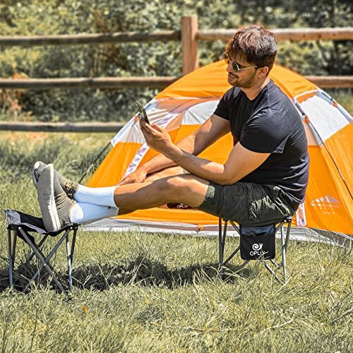 Camping Stool 2 Pack,13.5 Inch Portable Folding Stool for Outdoor Black - Picture 3 of 7