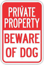 12"X18" PRIVATE PROPERTY BEWARE OF DOG ALUMINUM SIGNS Heavy Duty Metal Warning