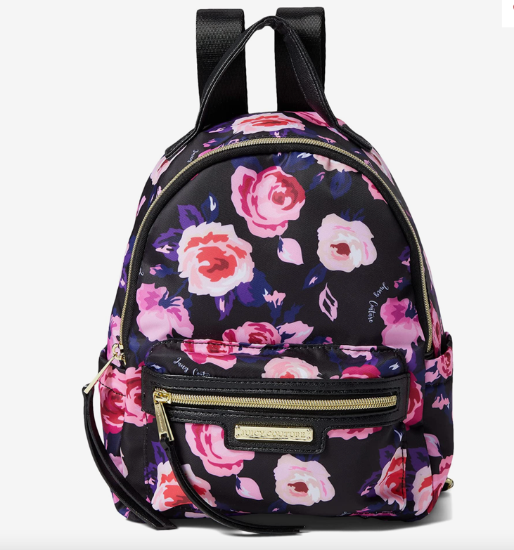 black mini backpack with rose SOUP Travel light Empyre Rose Skull Black Backpack