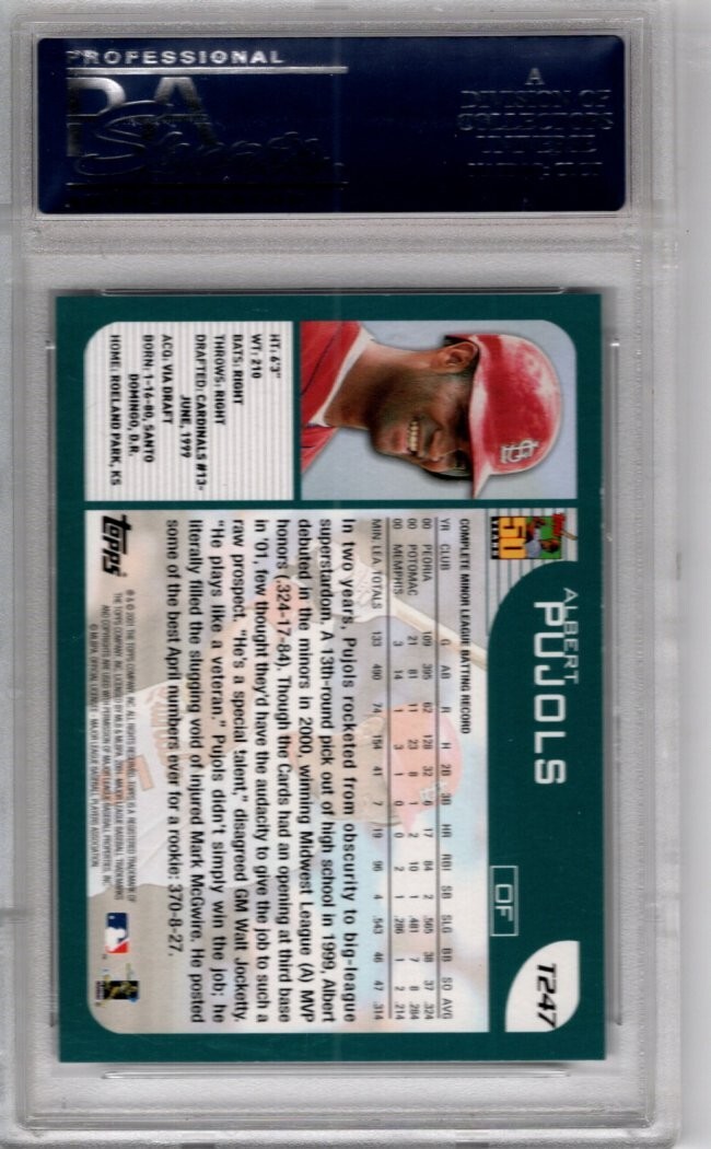 2001 Topps Traded  Albert Pujols  #T247 PSA 9 view 2