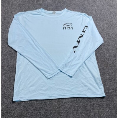 BAW Men's Light Blue Long Sleeve HMY Viking Yachts Logo Crew Neck Shirt Size M
