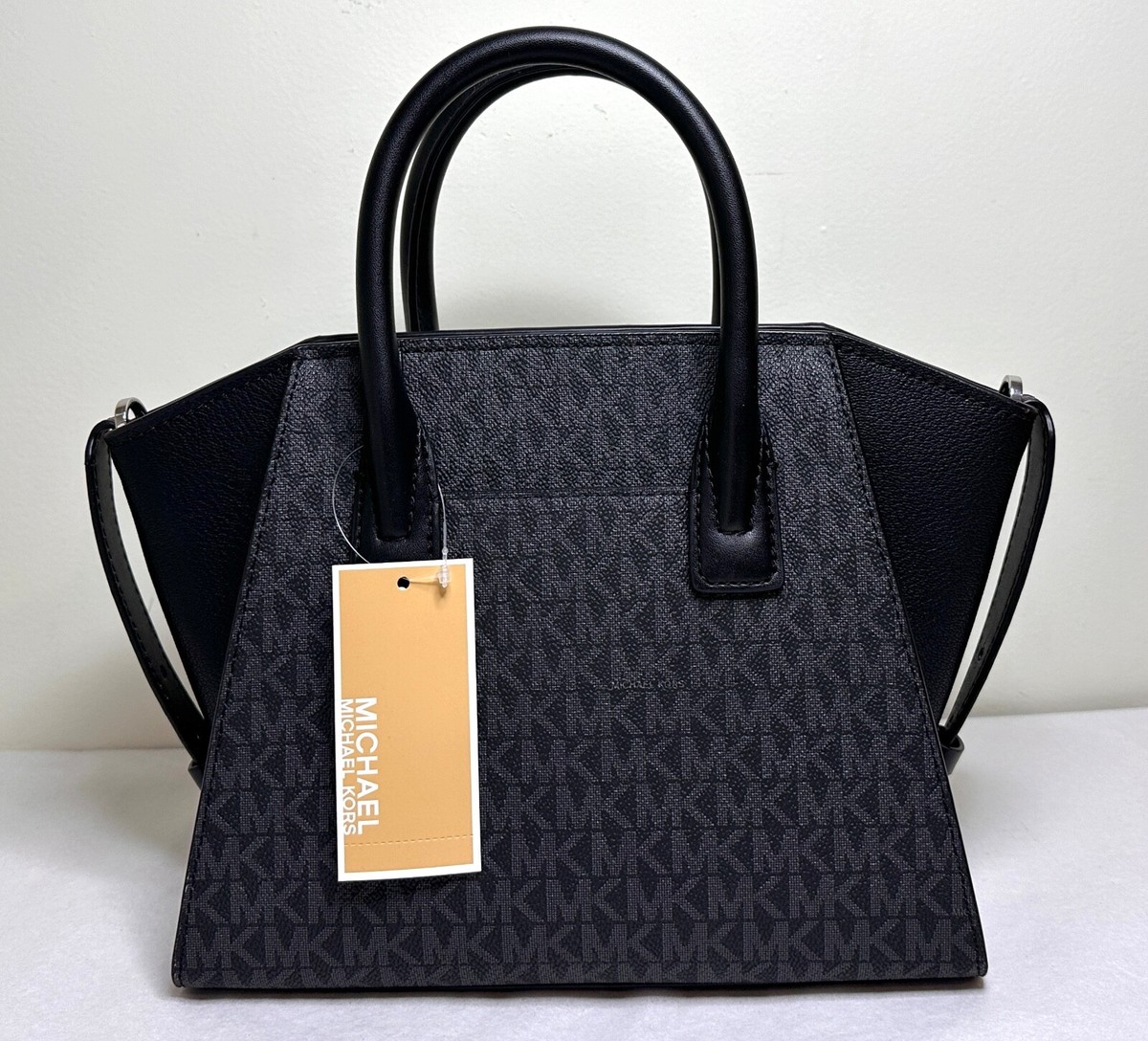 Michael Kors Avril Small Top Zip MK SIGNATURE Black Satchel Michael Kors Avril Small Top Zip MK SIGNATURE Black Satchel