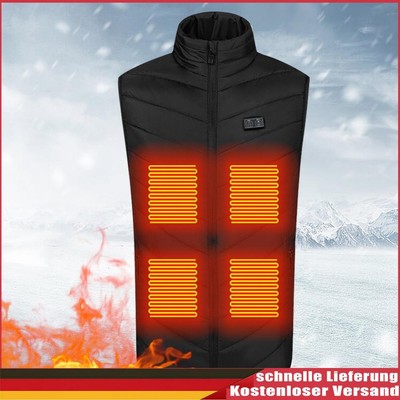 DE Men Winter Heated Vest Stand Collar Heated Waistcoat 5V Safe Voltage for Camp