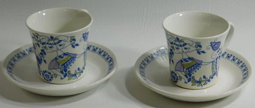 2 Figgjo Lotte Cup & Saucer Set Turi Design Norway - Flat Bottom Cup - Read