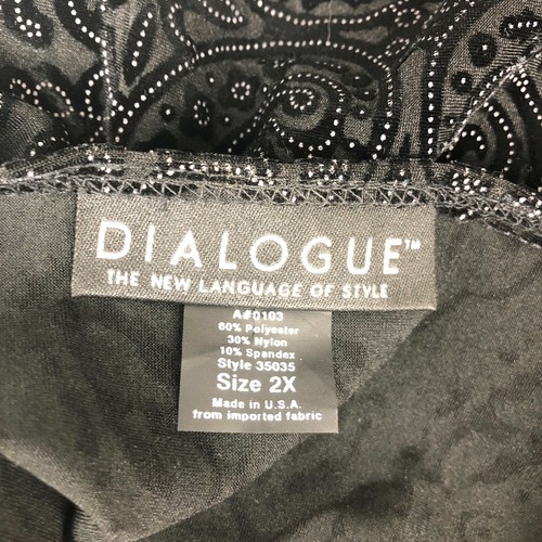 2X Skirt Suit Stretch Tunic Top And Stretch Velvet Black Burnout Skirt Dialogue - Picture 5 of 6