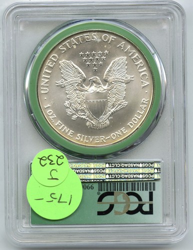 1996 American Eagle de Plata Dólar PCGS MS69 Verde Etiqueta US Mint Sellado Caja - Imagen 2 de 2