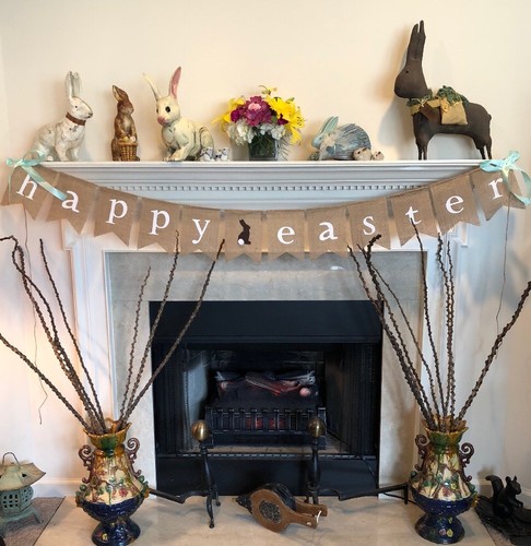 Burlap Bunny Rabbit Garland Happy Easter Banner Party Hanging Decoration NEW - Picture 8 of 9