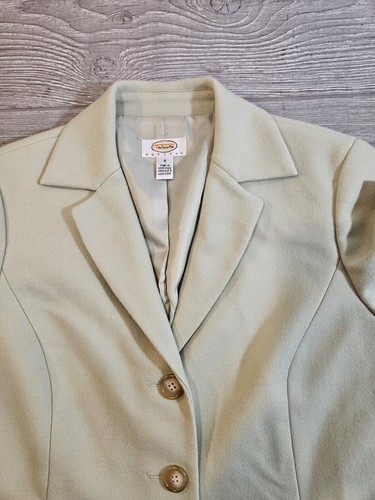 Talbots Vintage Wool Cashmere Womens Blazer Petite 8 Mint Green - Picture 10 of 10