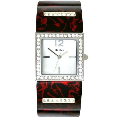 Relógio Henley Glamour vermelho e preto com estampa de concha - Imagem 2 de 2