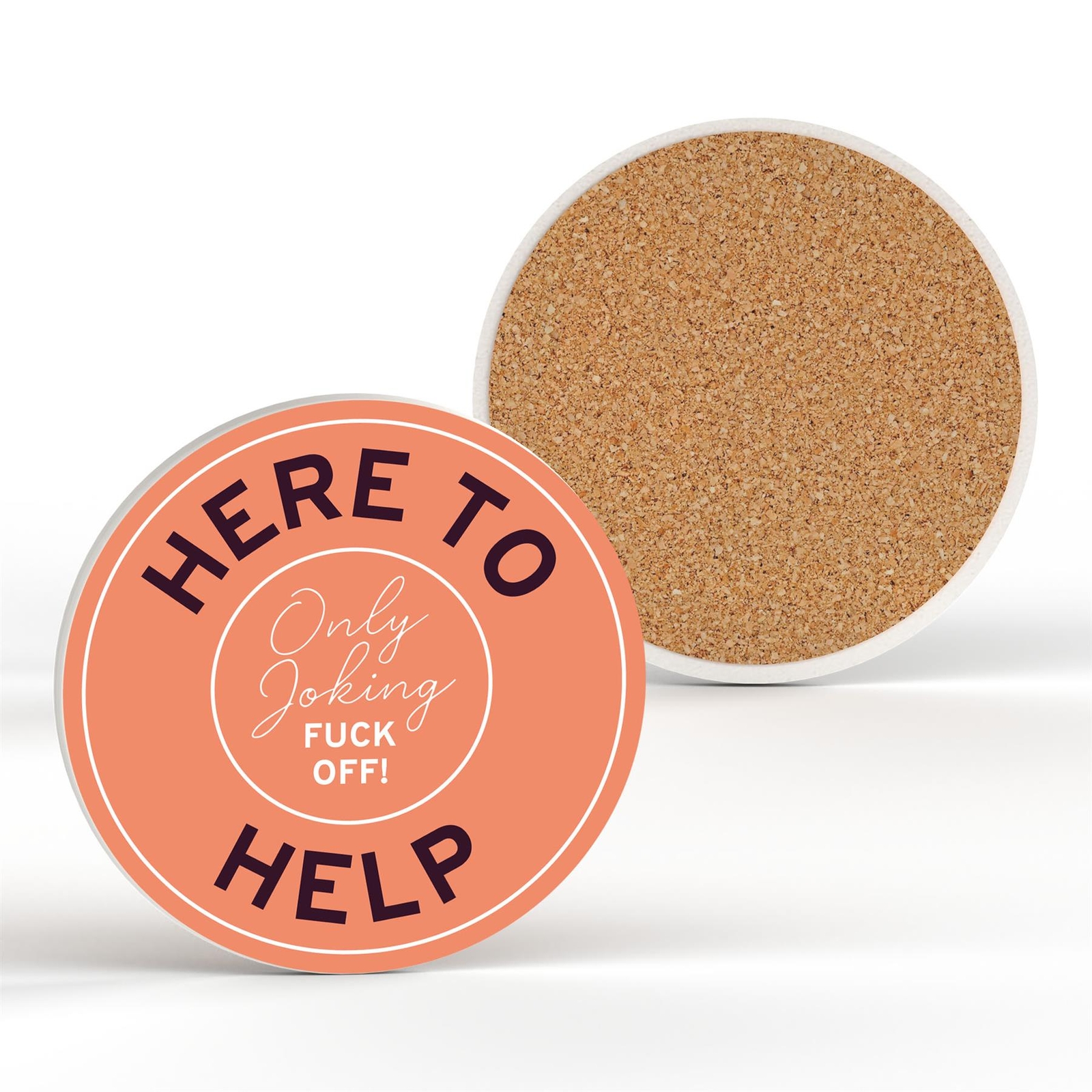Here To Help Humour Themed Funny Ceramic Coaster Secret Santa Gift Idea