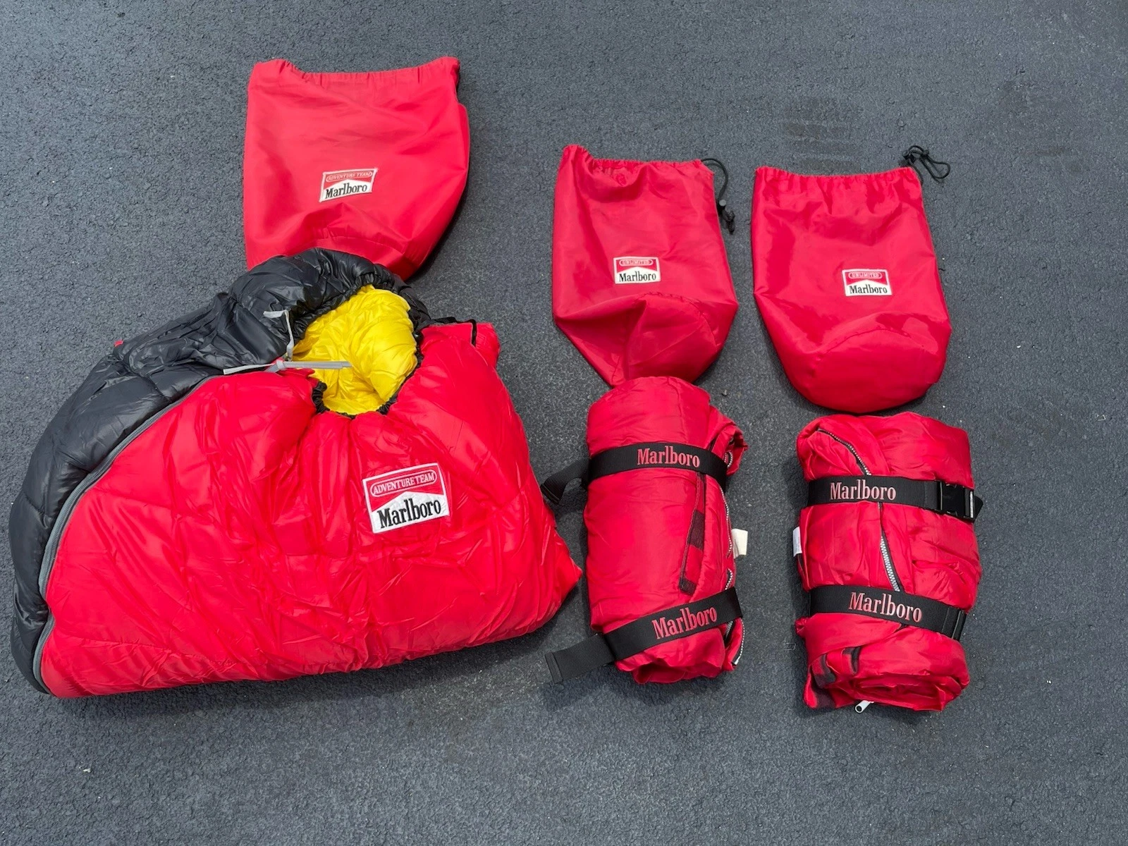 Vintage Marlboro Unlimited Sleeping Bag Buffalo Plaid Yellow Camping Outdoor Lot