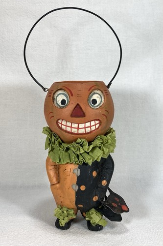 Vintage Bethany Lowe Jack O ‘Lantern In Clown Suit Buckethead Decoration