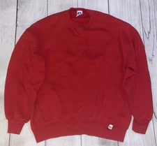 Vintage 90s Russell Athletic Sweatshirt Red Made in USA Pullover Size XL
