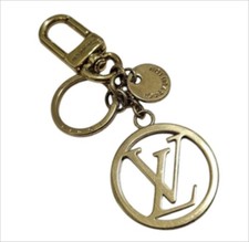 Louis Vuitton Key Holder Bag Charm LV Circle Golden Brass Finishing w/Box Unused