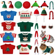 24 Pcs Christmas Guinea Pig Clothes Includes 8 Guinea Pig Stuff Warm Sweaters...