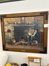 Vtg Solid Comfort on Hardboard W H Lippincott 1891 Masonite Painting Print Frame