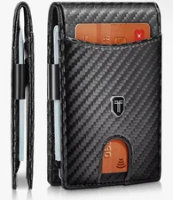 Slim Carbon Fiber Bifold Wallet – RFID Blocking, Money Clip, Stylish & Secure