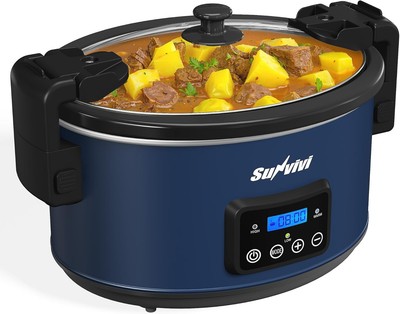 Programmable Slow Cooker with Locking Lid, Portable Multi-Cooker for Family
